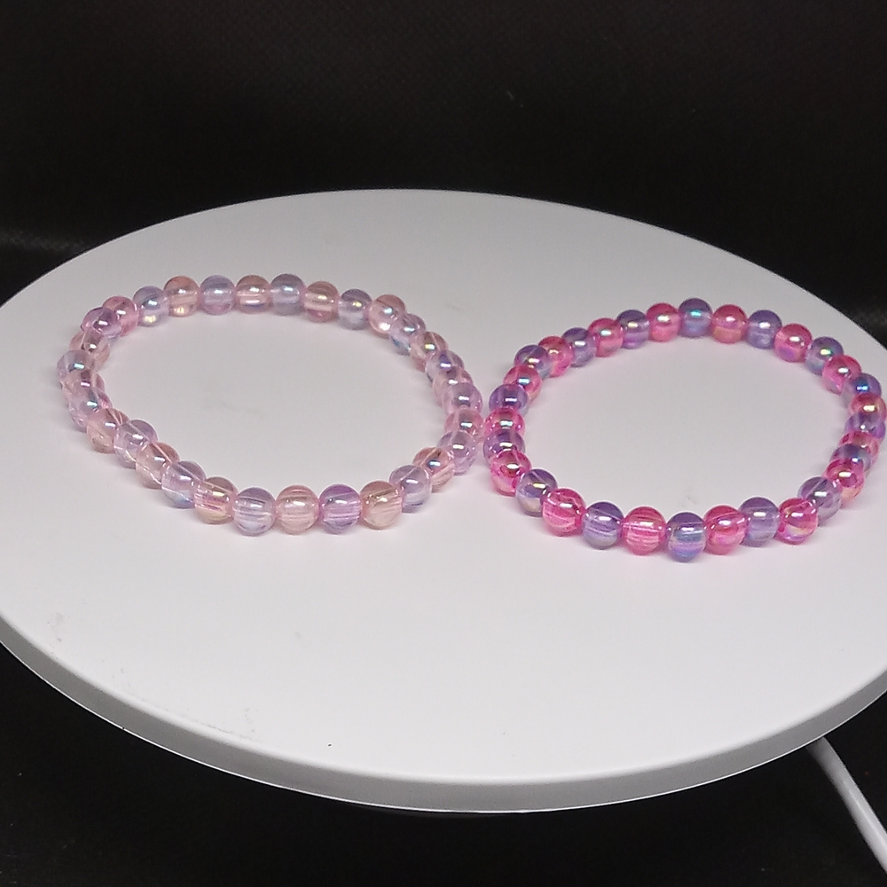 Pink and Purple Beaded Bracelets